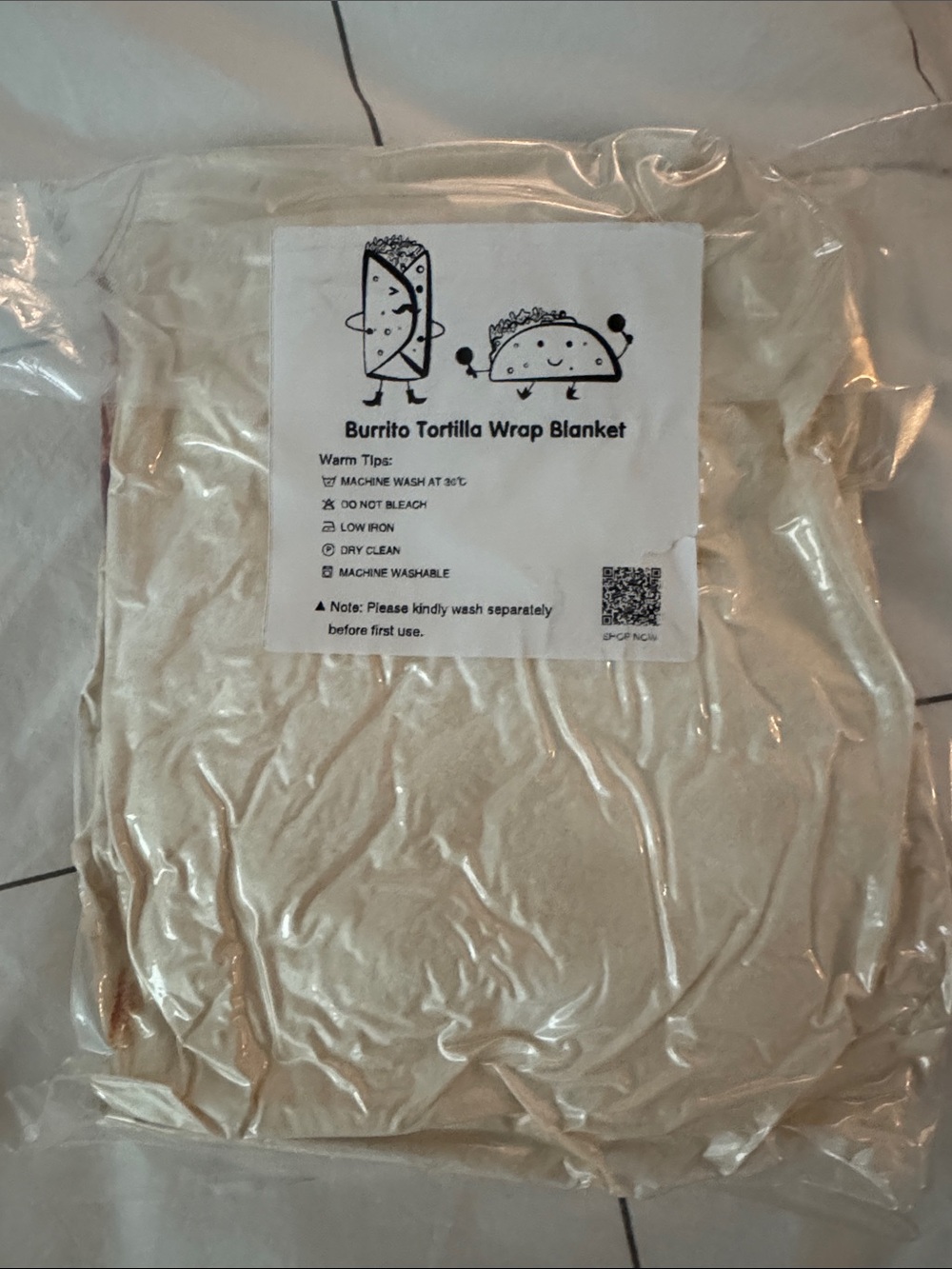 Burrito Tortilla Wrap Blanket - Cream